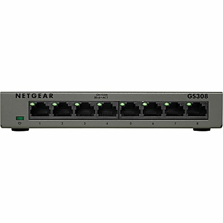 Netgear GS308 Ethernet Switch - 8 Ports - Gigabit Ethernet - 10/100/1000Base-T - 2 Layer Supported - Twisted Pair - GS308300PAS