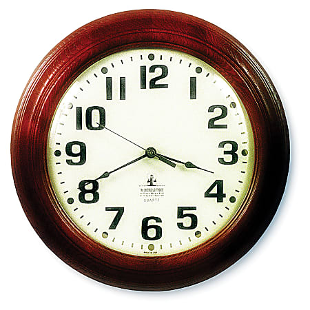 SKILCRAFT® 12" Executive Hardwood Clock, Mahogany Frame (AbilityOne 6645-01-421-6904)