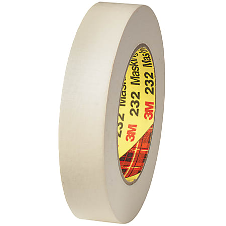 3M™ 232 Masking Tape, 3" Core, 1" x 180', Tan, Case Of 12