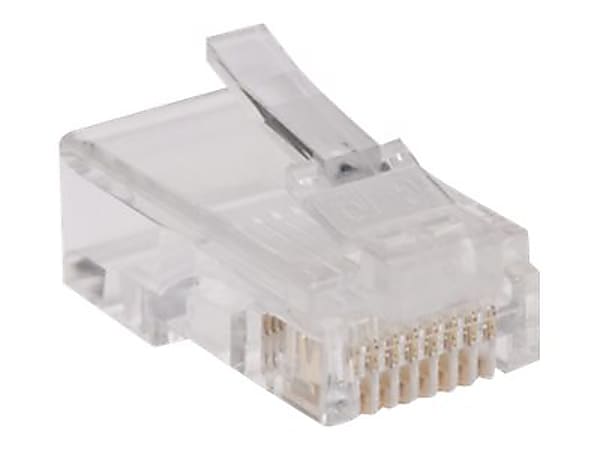 Tripp Lite RJ45 for Flat Solid / Standard Conductor 4-Pair Cat5e Cat5 Cable 100 Pack - Network connector - RJ-45 (M) - CAT 5e - solid, stranded (pack of 100)