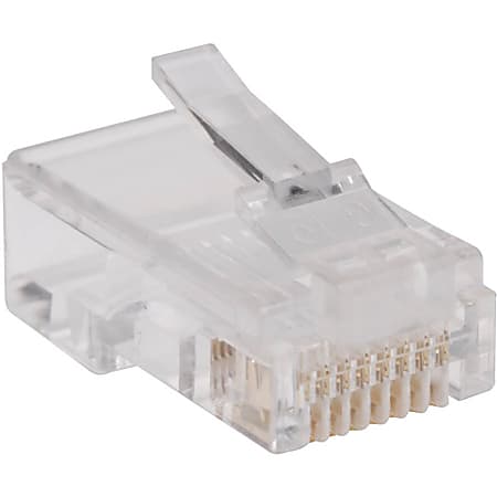 Tripp Lite RJ45 for Flat Solid/Standard Conductor 4-Pair Cat5e Cat5 Cable 100 Pack - Network connector - N030100FL