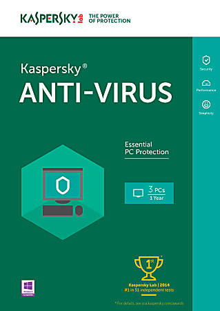 Kaspersky Anti-Virus 2016, For 3 Devices, Product Key Card