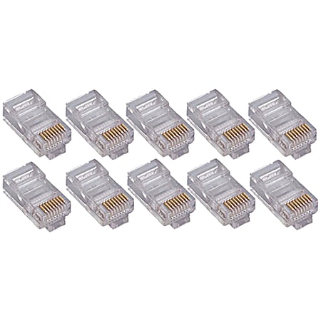 4XEM 50 Pack Cat5E RJ45 Modular Ethernet Plugs for Stranded or Solid CAT5E Cable - 50 Pack Modular RJ45 Ethernet ends for Cat5E stranded or solid CAT5E cable - 1 x RJ-45 Male - Gold-plated Contacts