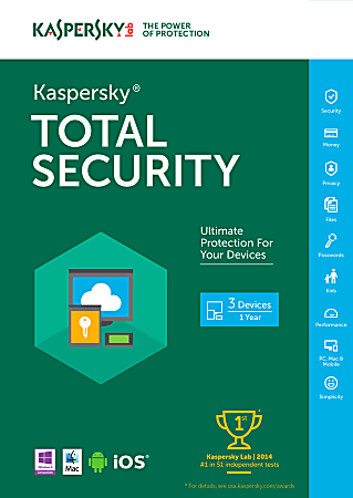 Kaspersky Total Security 2016 For 3 PCApple Mac AndroidiOS Devices