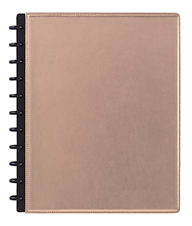 TUL™ Custom Note-Taking System Discbound Notebook, Letter Size, Leather Cover, Metallic Rose Gold