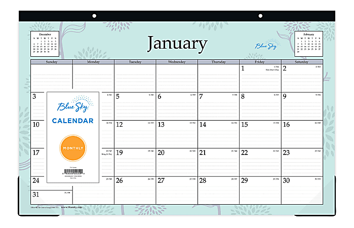 Blue Sky™ Monthly Desk Pad Calendar, 11" x 17", Rue Du Flore, January To December 2021, 101610