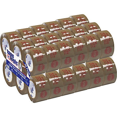 Tape Logic® Stop If Seal Is Broken Preprinted Carton-Sealing Tape, 3" Core, 2" x 110 Yd., Red/Tan, Case Of 36