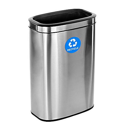 Alpine Industries Slim Recycling Can, 10.5 Gallons, Silver