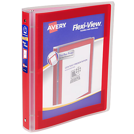 Avery&reg; Flexi-View&reg; 3 Ring Binder, 1" Round Rings, Red, 1 Binder