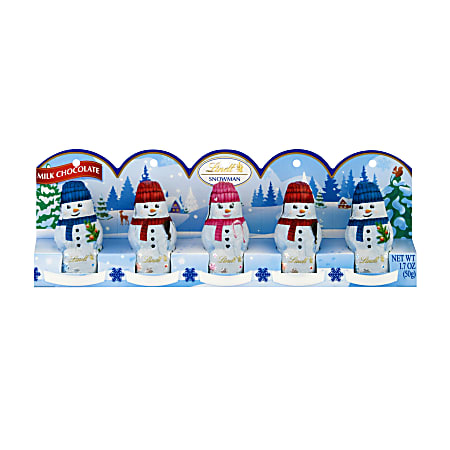 Lindt Holiday Mini Milk Chocolate Snowmen, 1.7 Oz, Pack Of 5 Snowmen