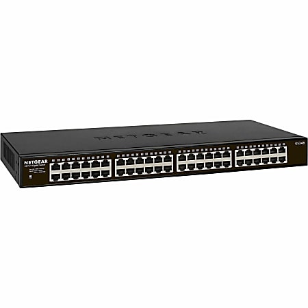 Netgear 48-port Gigabit Ethernet Rackmount Unmanaged Switch (GS348) - 48 Ports - Gigabit Ethernet - 10/100/1000Bas - GS348100NAS
