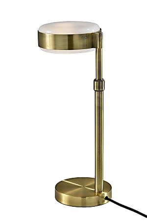 Adesso ADS360 Linis Table Lamp, Antique Brass/White Glosted Glass Shade