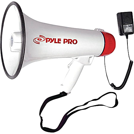 Pyle Professional 40W Megaphone/Bullhorn, 9-1/2”H x 8-1/4”W x 13-1/4”D, White
