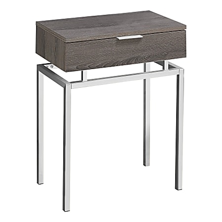 Monarch Specialties Accent Table, Rectangular, Dark Taupe/Chrome