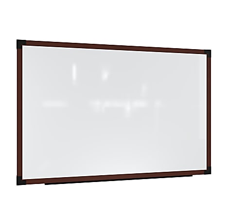 Ghent Prest Magnetic Dry-Erase Whiteboard, Porcelain, 38-1/4” x 74-1/4”, White, Carmel Oak Wood Frame