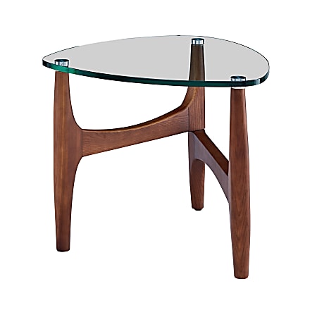 Eurostyle Ledell Side Table, 19-1/2&rdquo;H x 23-1/2&rdquo;W x 23-1/2&rdquo;D, Clear/Walnut