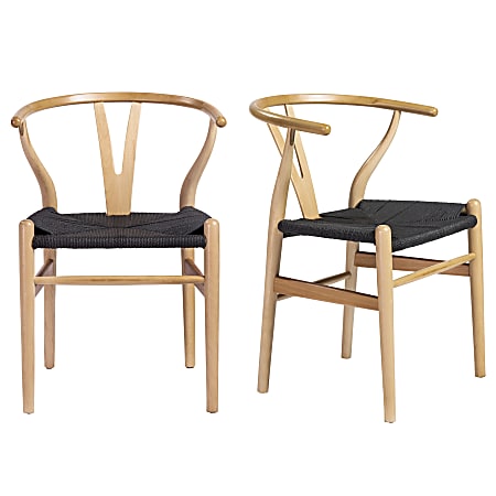 Eurostyle Evelina Side Chairs, Black/Natural, Set Of 2 Chairs