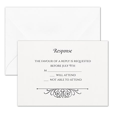 Custom Shaped Wedding & Event Response Cards With Envelopes, 4-7/8" x 3-1/2", Regal Crest, Box Of 25 Cards