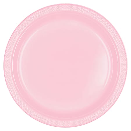 Amscan Round Plastic Plates, 10-1/4", Blush Pink, Pack Of 40 Plates