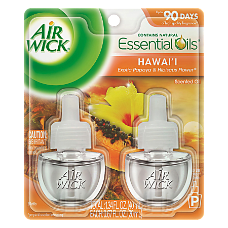 Air Wick Papaya Scented Oil - Oil - 0.7 fl oz (0 quart) - Hawaii Exotic Papaya, Hibiscus Flower - 60 Day - 12 / Carton