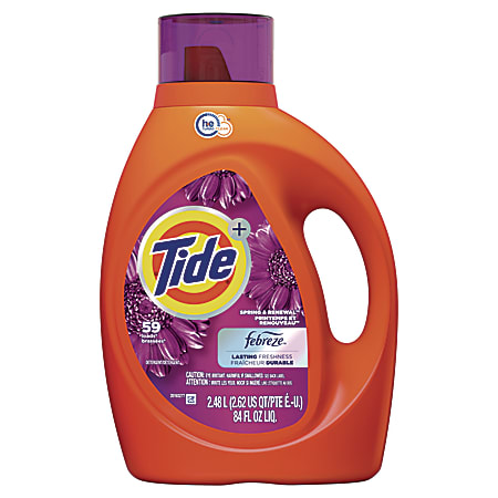 Tide® Plus Febreze® HE Liquid Laundry Detergent, Spring and Renewal, 84 oz Bottle, 4/Carton