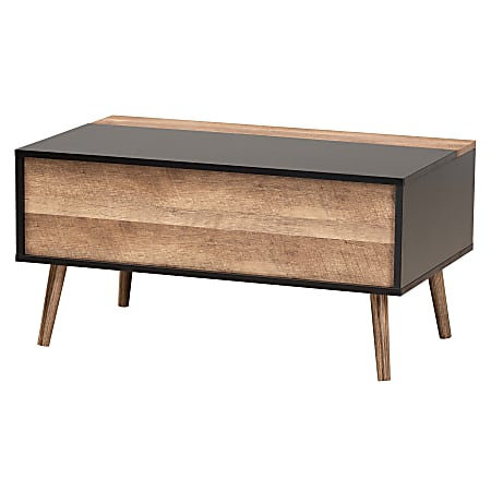 Baxton Studio Modern And Contemporary 2-Tone Lift-Top Coffee Table With Storage Compartment, 15-3/4"H x 31-1/2"W x 18-15/16"D, Black/Rustic Brown