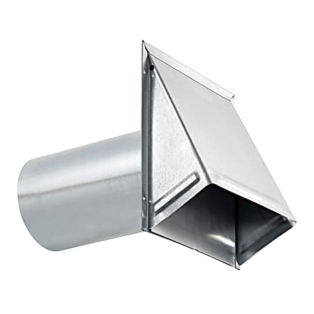 Lambro 6-In. 26-Gauge Galvanized Steel Exhaust Wall Hood Vent with Damper and 11-In. Pipe, Silver, 3460G-11