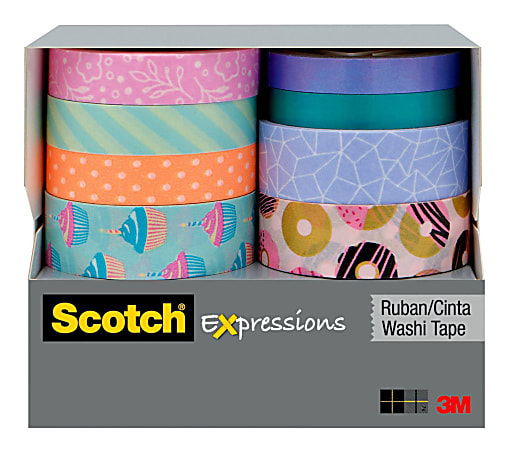 Scotch® Expressions Washi Tape, Assorted Colors, Pack Of 8 Rolls