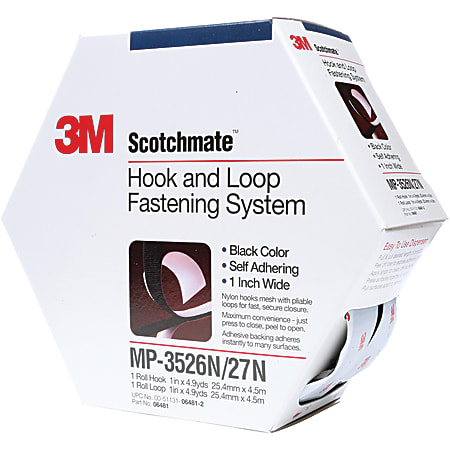 3M™ Scotchmate™ Fasteners Combo Pack, 1" x 15', Black, Case Of 5