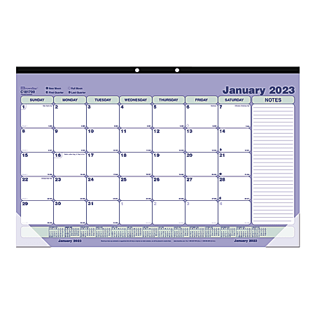 Blueline® Monthly Desk Pad Calendar, 17-3/4" x 10-7/8", Blue/White, January To December 2023, C181700