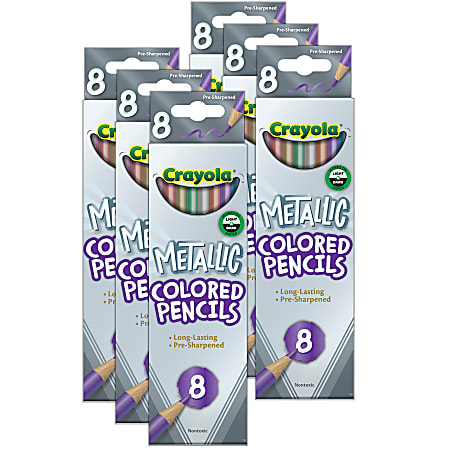 Crayola Colored Pencils, Metallic, 8 Pencils Per Pack, Bundle Of 6 Packs
