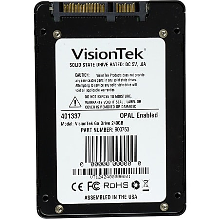 VisionTek 240GB 7mm OPAL 1.0 SATA III Internal 2.5" SSD - 550 MB/s Maximum Read Transfer Rate - 520 MB/s Maximum Write Transfer Rate
