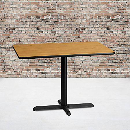 Flash Furniture Laminate Rectangular Table Top With Table-Height Base, 31-1/8"H x 30"W x 42"D, Natural/Black