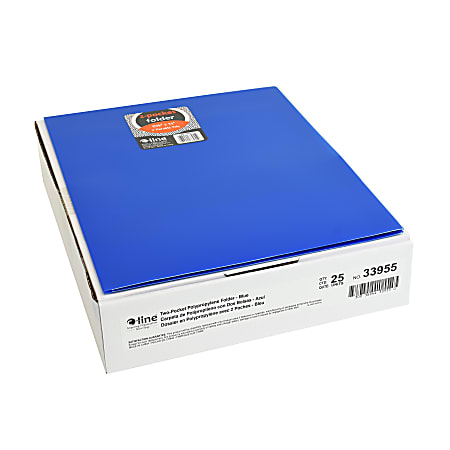 C-Line 2-Pocket 3-Hole Punch Poly Folders, 8-1/2" x 11", Blue, Pack Of 25 Folders
