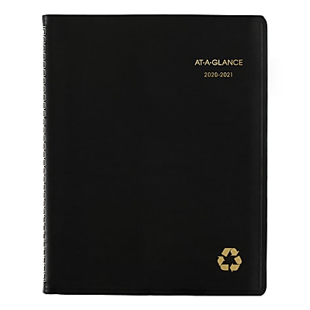 AT-A-GLANCE® Recycled Academic Weekly/Monthly Appointment Book/Planner, 8-1/4" x 11", 100% Recycled, Black, July 2020 to June 2021, 70957G05