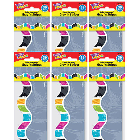 TREND Color Harmony™ Gray 'N Stripes Terrific Trimmers®, 39 Feet Per Pack, 6 Packs