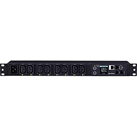 CyberPower PDU81005 100 - 120 VAC 20A Switched Metered-by-Outlet PDU - 8 Outlets, 10 ft, IEC-320 C20, Horizontal, 1U, LCD, 3YR Warranty