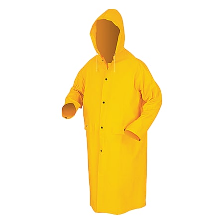 Classic Rain Coat, Detachable Hood, 0.35 mm PVC/Poly, Yellow, 49 in 2X-Large