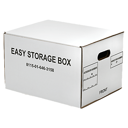SKILCRAFT® Easy Storage Boxes With Lift-Off Lids, Letter/Legal Size, 12" x 12" x 9 1/2", White, Case Of 12 (AbilityOne 8115 01 646 3158)