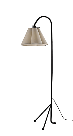 Adesso Kendra Floor Lamp, Black/Oatmeal Fabric Shade