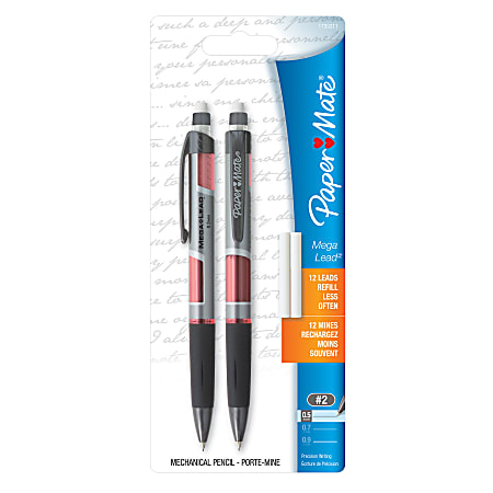 Paper Mate® Mega Lead™ Mechanical Pencil With 12 Refill Leads, 0.5 mm, Assorted Barrel Colors, Pack Of 2