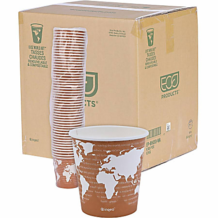 Eco Products World Art Hot Beverage Cups 10 Oz Orange Carton Of 1000 ...