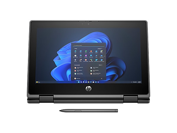 HP Fortis Flip G1i 11.6" Touchscreen Convertible 2 in 1 Notebook, HD, Intel N-Series N250, 4 GB, 128 GB Flash, Smart Buy, Windows 11 Pro, Jet Black