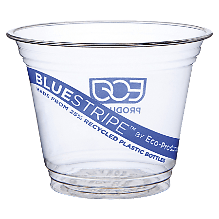 Eco-Products® BlueStripe PET Cold Cups, 9 Oz, Clear, Pack Of 1,000