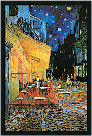Amanti Art Café Terrace At Night, 1888 Framed Art Print By Vincent Van Gogh, 37"H x 25"W, Black