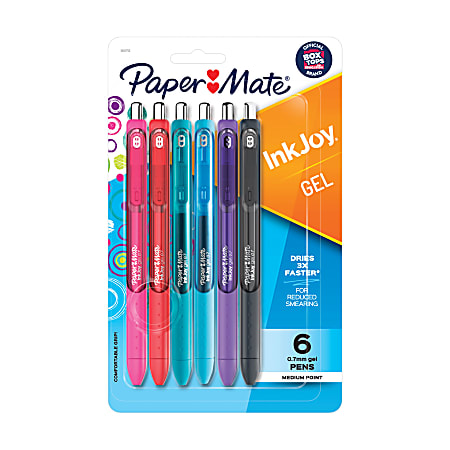 Paper Mate® InkJoy™ Retractable Gel Pens, Medium Point, 0.7 mm,&nbsp;Assorted Barrel Colors, Assorted Ink Colors, Pack Of 6