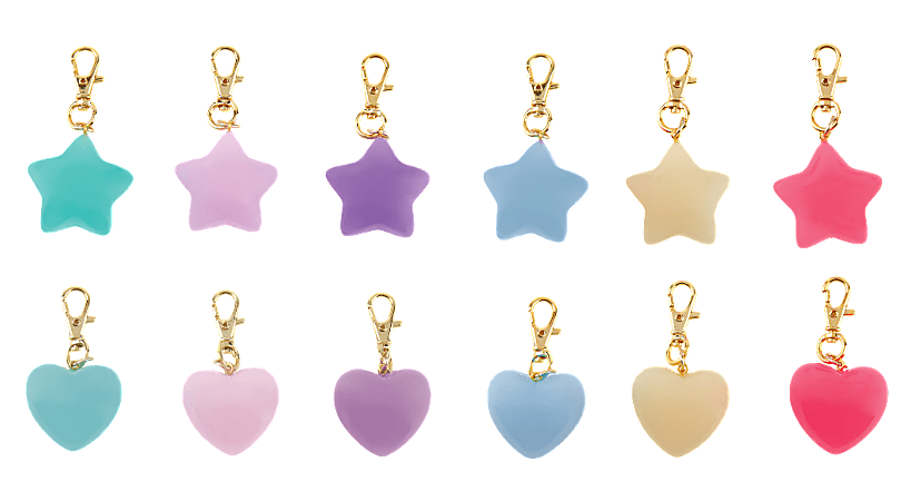 Divoga™ Symbol Key Chain, Hearts And Stars, Assorted Shapes And Colors