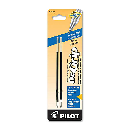 Pilot® Ballpoint Pen Refills, Fits Dr. Grip & All Pilot® Retractable Ballpoint Pens, Medium Point, 1.0 mm, Blue, Pack Of 2