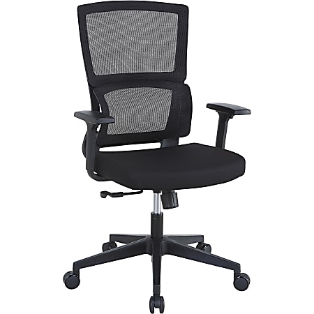 Lorell Mid-back Mesh Office Chair - Black Fabric Seat - Black Nylon Back - 5-star Base - Black - 1 Each