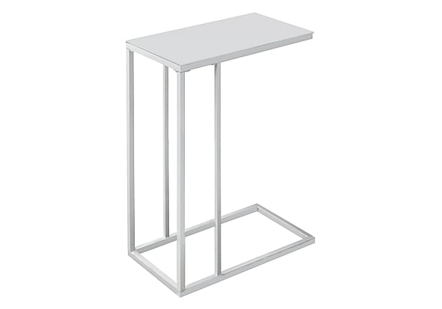 Monarch Specialties Moran Accent Table, 24"H x 10-1/4"W x 18-1/4"D, White/Frosted Glass